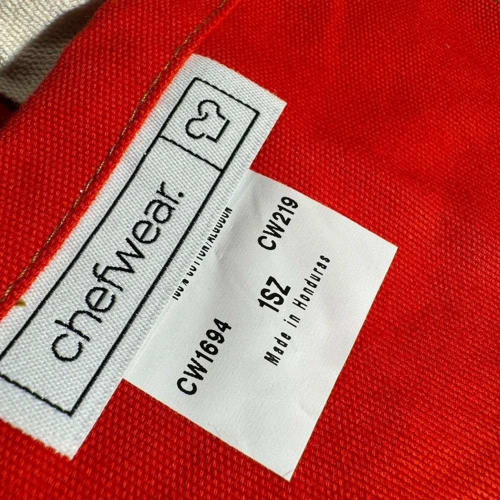 Chef apron ChefWear red and tan cotton apron with pockets